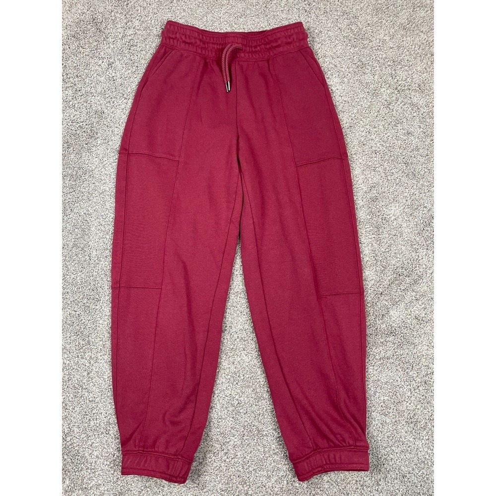 Yogalicious Sweatpants Womens XS Berry Red Washed Loop Terry Lounge Jogger Boho
